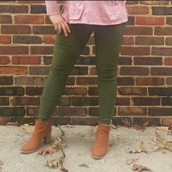 RELISTED Navy moto biker jean leggings - Picture 5 of 8